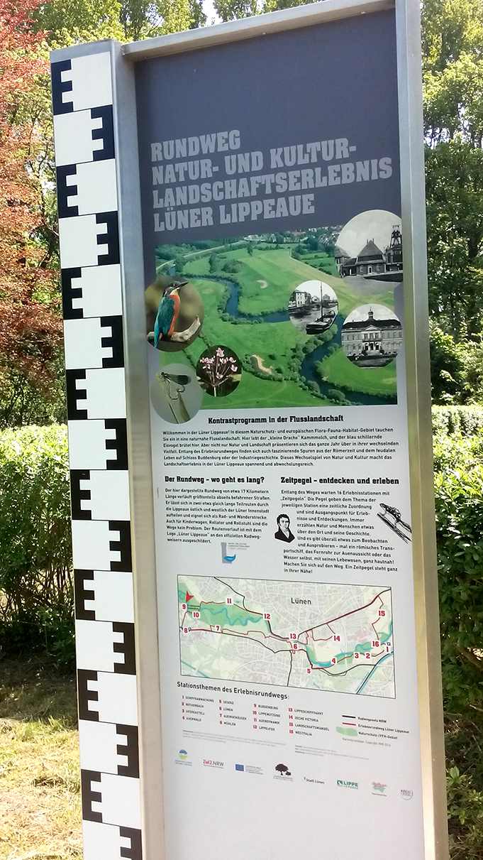 Rundweg Lüner Lippeaue; Infotafel; Zeitpegel