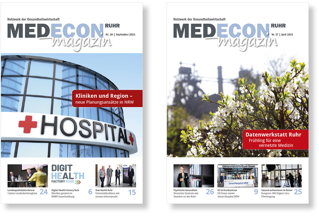 Titel von 2 Ausgaben des MedEcon-Magazins
